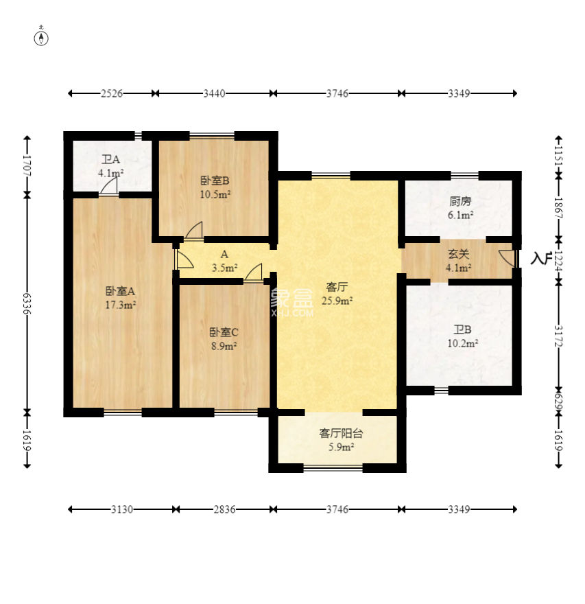 万科里金域滨江  3室2厅2卫   210.00万