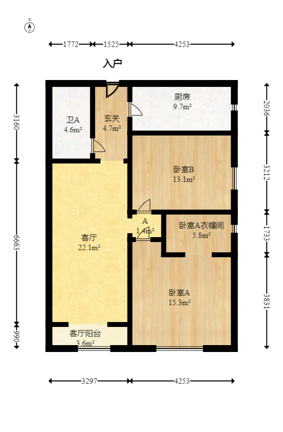 协信星澜汇  3室2厅1卫   120.00万室内图1