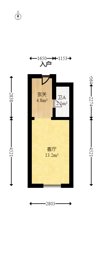 保利天禧EF区  1室1厅1卫   28.00万室内图1