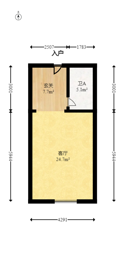 世茂铂曼  1室1厅1卫   71.00万室内图1