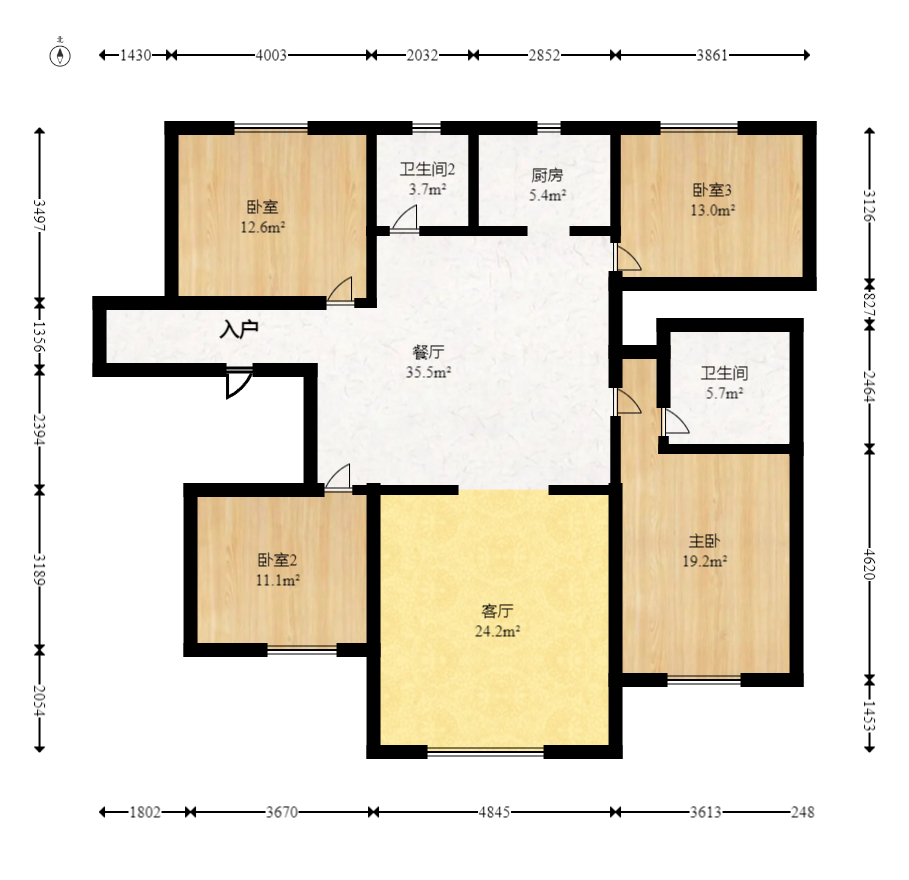 移动科技有限公司职工住宅楼  3室2厅2卫   70.00万室内图1