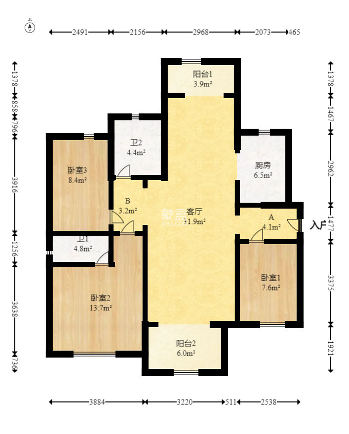 新城新世界四期柏樾  3室2厅2卫   125.00万