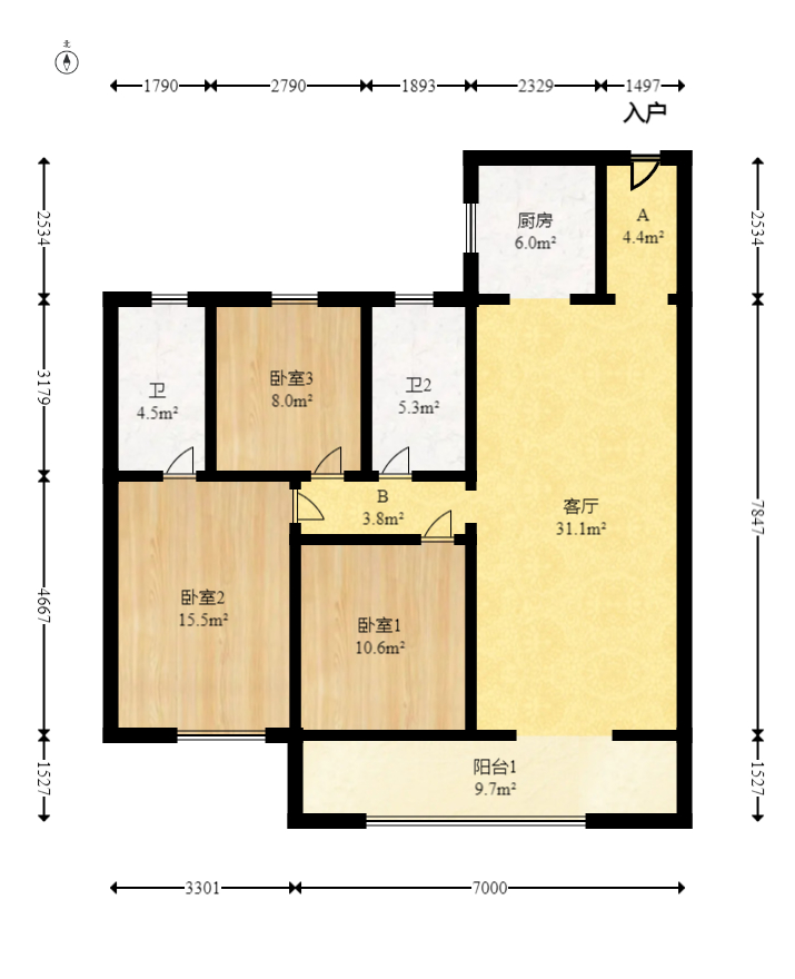 旭辉国悦府  3室2厅2卫   149.80万室内图1