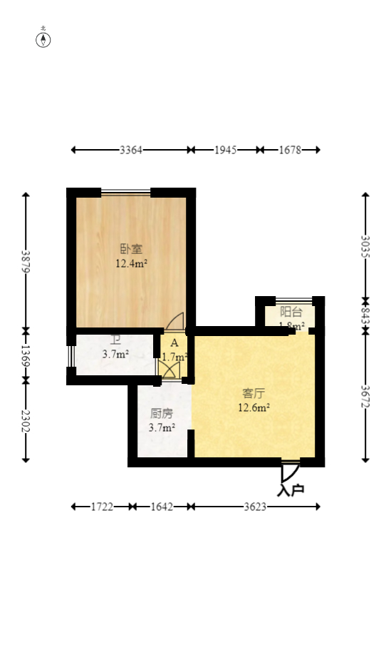上东辛顿公寓  1室1厅1卫   38.00万室内图1