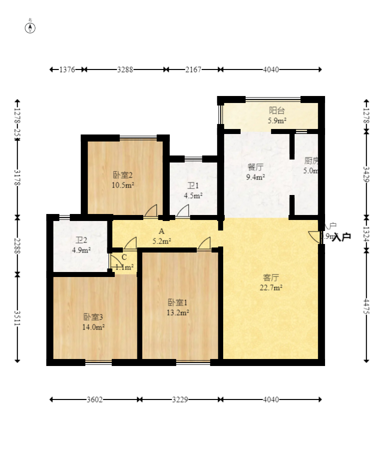 明昇壹城(明昇时代广场)二期 3室2厅1卫 168.0万 明昇壹城(明昇时代广场)二期 3室2厅1卫 168.0万户型图