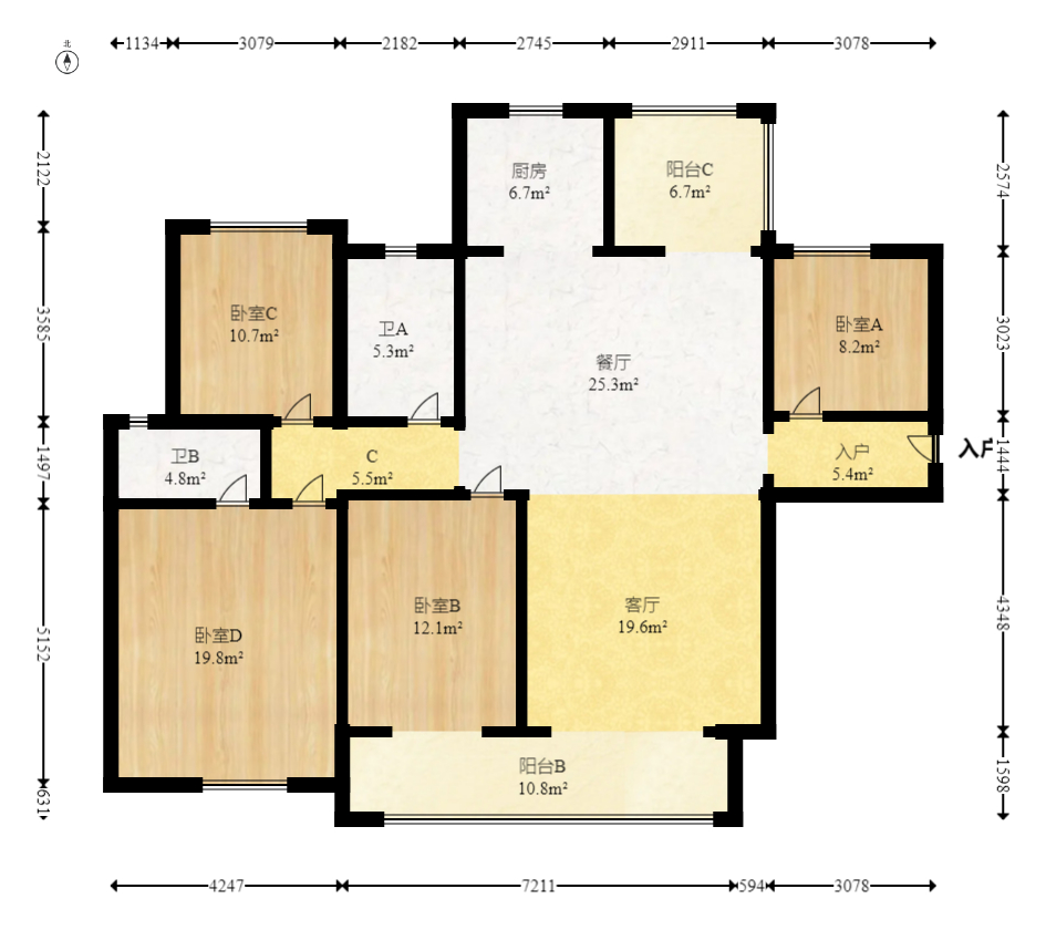 中海星樾府  4室2厅2卫    225.0万室内图1