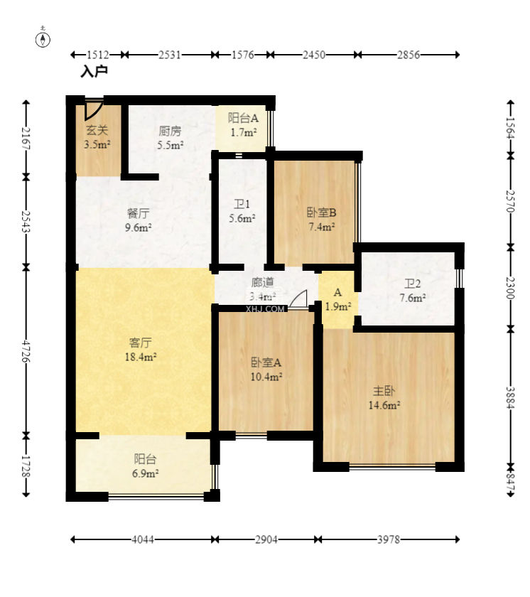 江山帝景雅典  3室2厅2卫    109.5万