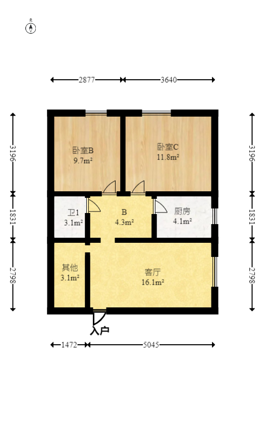 碧桂园印象  2室1厅1卫   68.00万室内图1