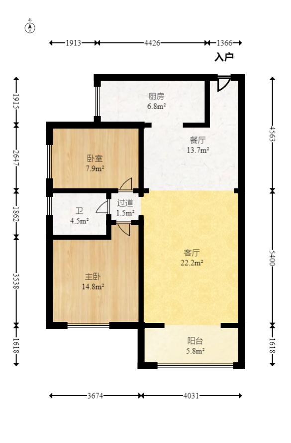 卧龙居国际村  2室1厅1卫    59.8万室内图1