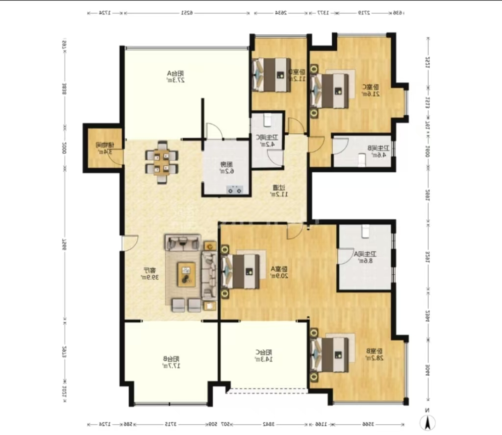 奥园养生城 5室2厅3卫 230.0万 奥园养生城 5室2厅3卫 230.0万室内图