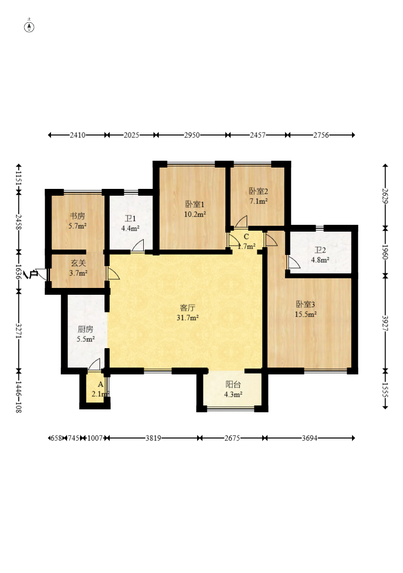 时代倾城二期  4室2厅2卫    90.0万 时代倾城二期  4室2厅2卫    90.0万户型图