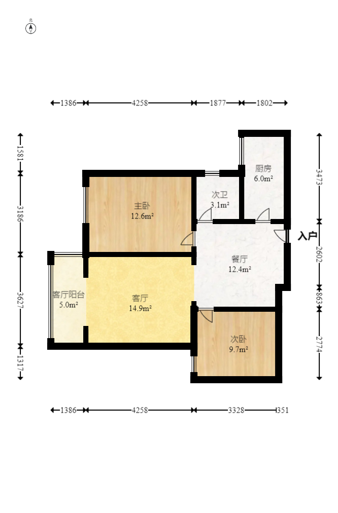 海岛国际名城 2室2厅1卫 135.0万 海岛国际名城 2室2厅1卫 135.0万户型图