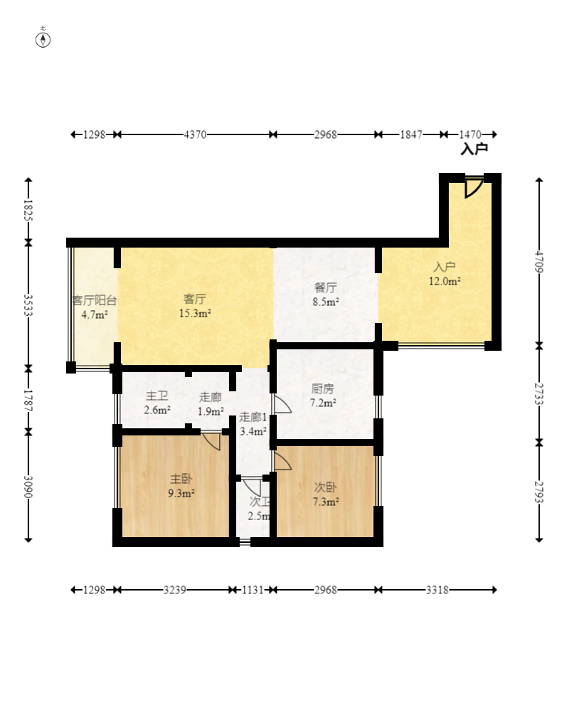 海秀天成 2室2厅2卫 128.0万 海秀天成 2室2厅2卫 128.0万户型图