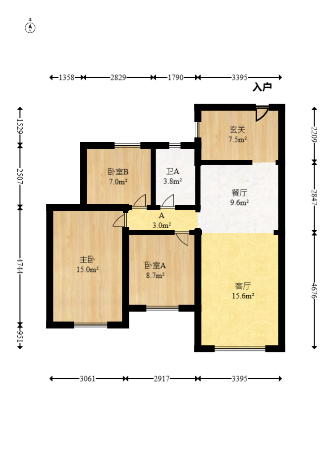 保利海德公园  3室2厅2卫   180.00万室内图1