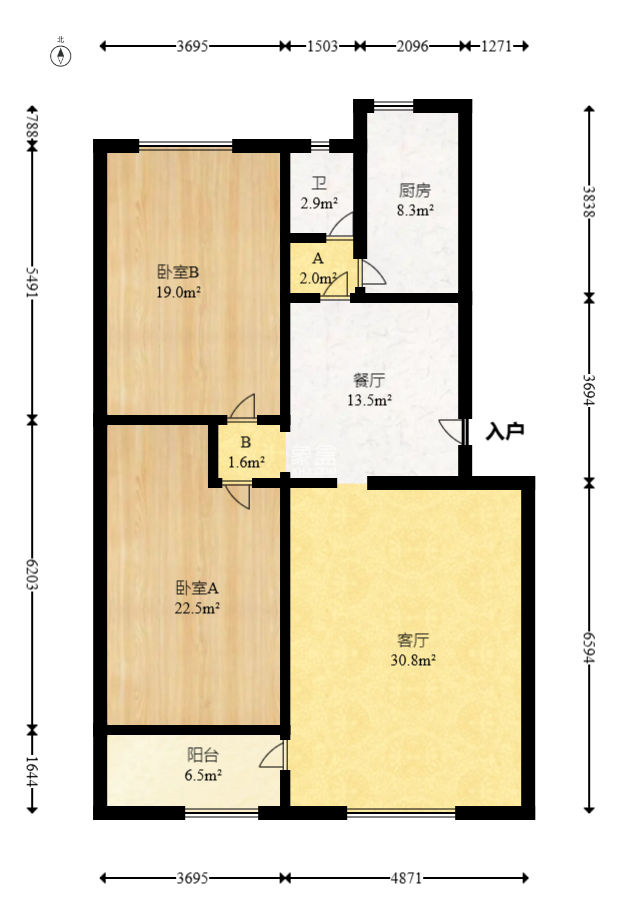 學(xué)宮街64號(hào)銀行宿舍  2室2廳1衛(wèi)   98.00萬