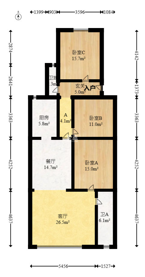 開福區(qū)公安分局職工宿舍  3室1廳1衛(wèi)   63.30萬