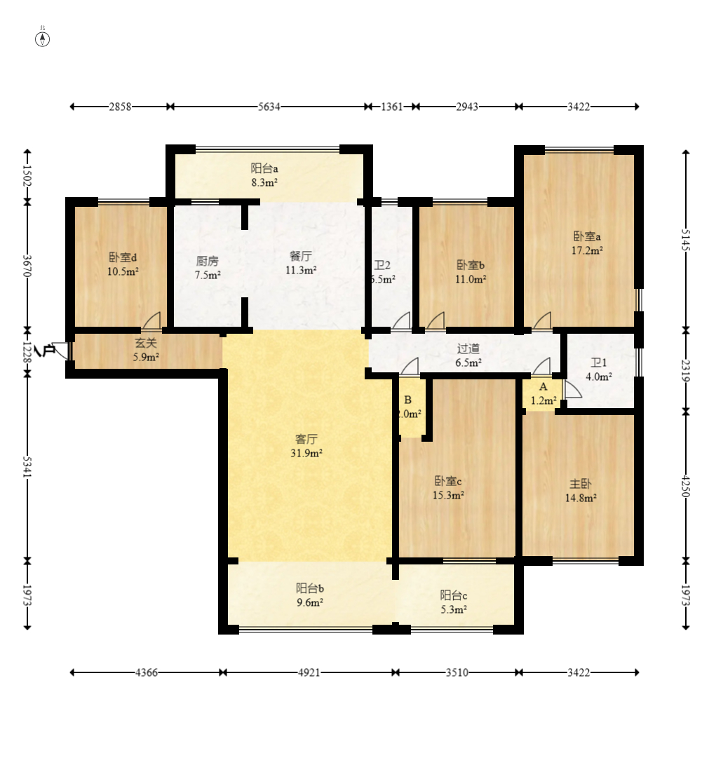 润和谷山郡(悦禧山庄水榭花都)  5室2厅2卫    180.0万 润和谷山郡(悦禧山庄水榭花都)  5室2厅2卫    180.0万户型图