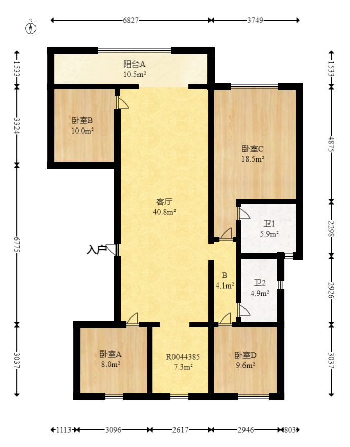 建发玖洲和玺  4室2厅2卫   200.00万室内图1