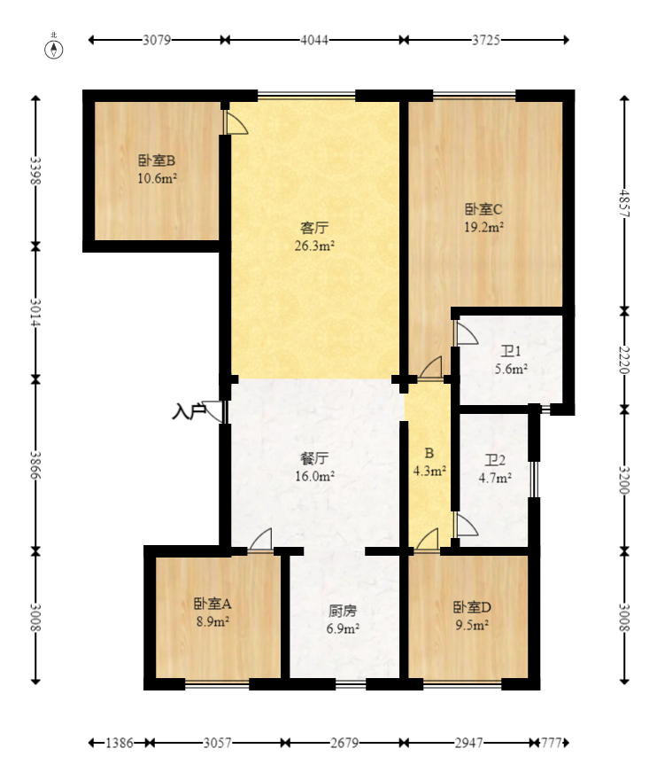 建发玖洲和玺  4室2厅2卫   170.00万室内图1