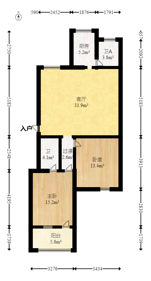 县府坪巷散盘  1室0厅0卫   55.00万室内图1