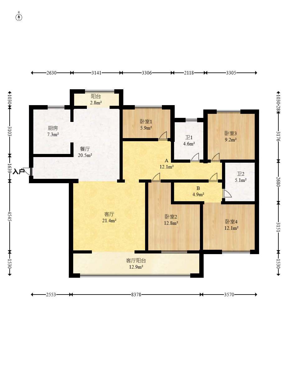 中建钰和城  4室2厅2卫   178.00万室内图1
