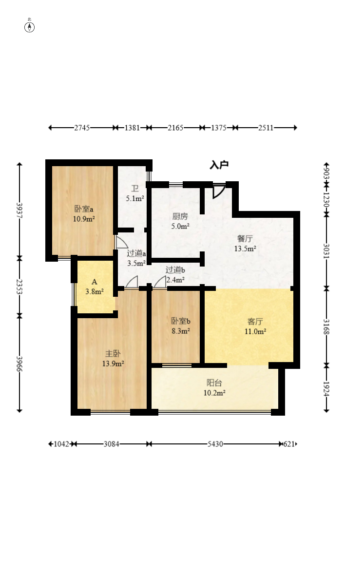 美的翰城  3室2厅1卫    65.0万室内图1