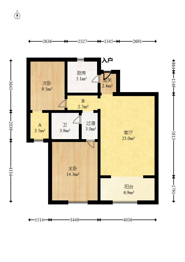 澳海澜庭 2室2厅1卫 63.0万 澳海澜庭 2室2厅1卫 63.0万户型图