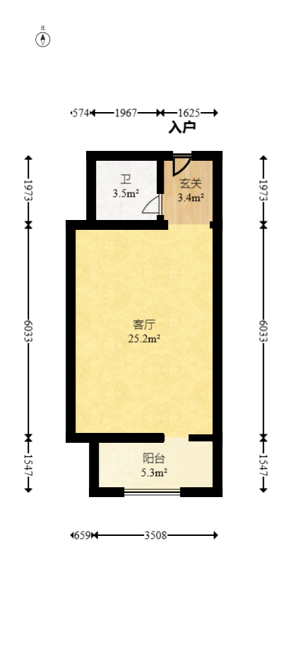 润和紫郡一期  1室0厅1卫   30.00万室内图1