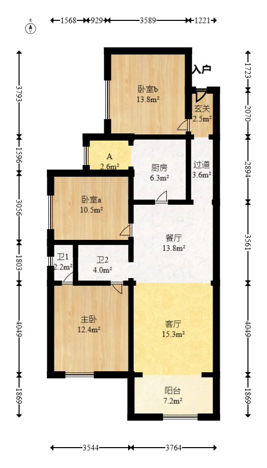 润和长郡（润和紫郡二三期）  3室2厅1卫   93.80万室内图1