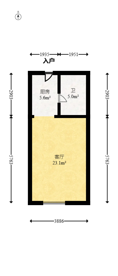 恒泰广场  1室1厅1卫   30.00万室内图1