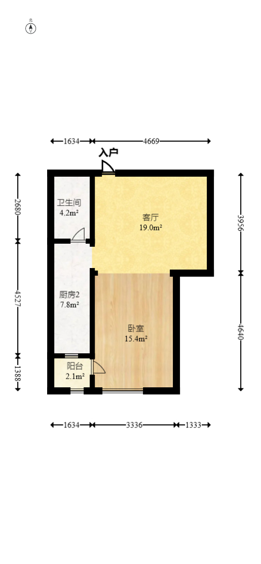 辉宏橄榄城  1室1厅1卫   32.00万室内图1