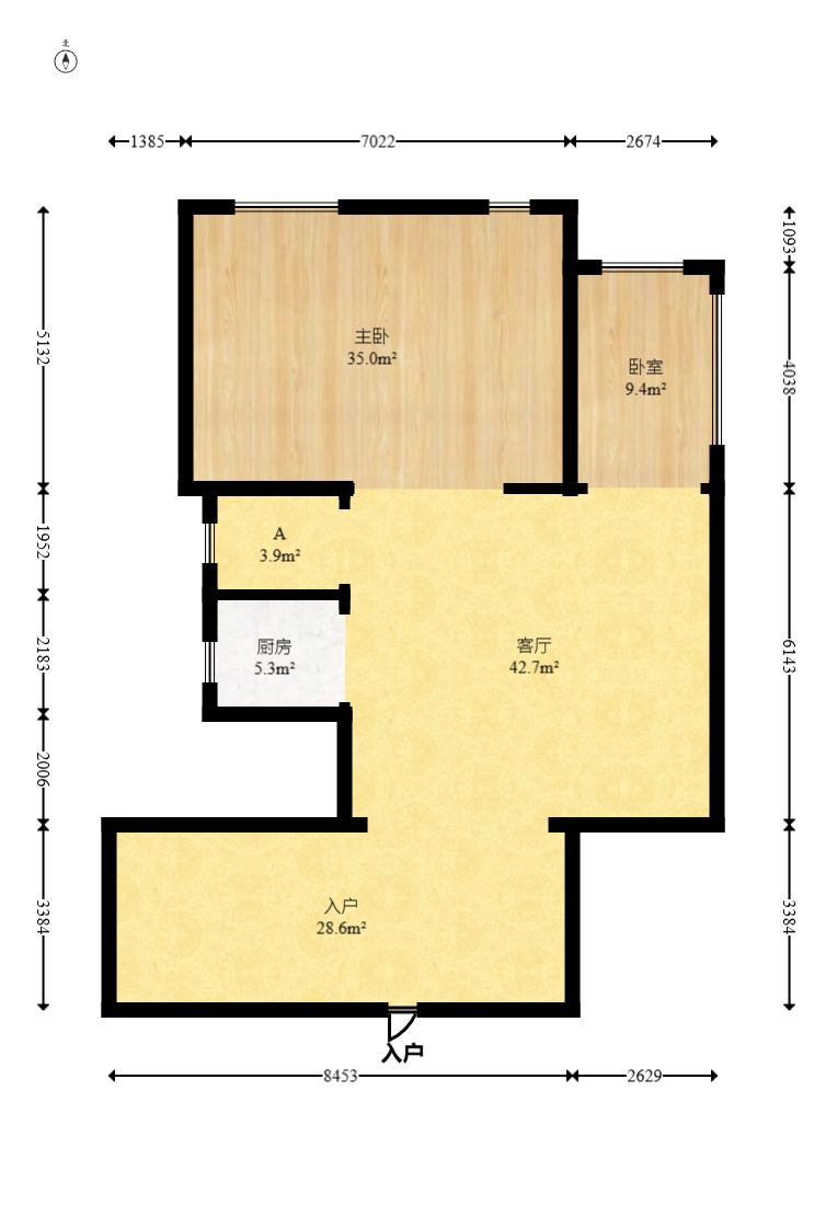 财富港湾（绿领大厦）  3室2厅2卫   92.80万室内图1