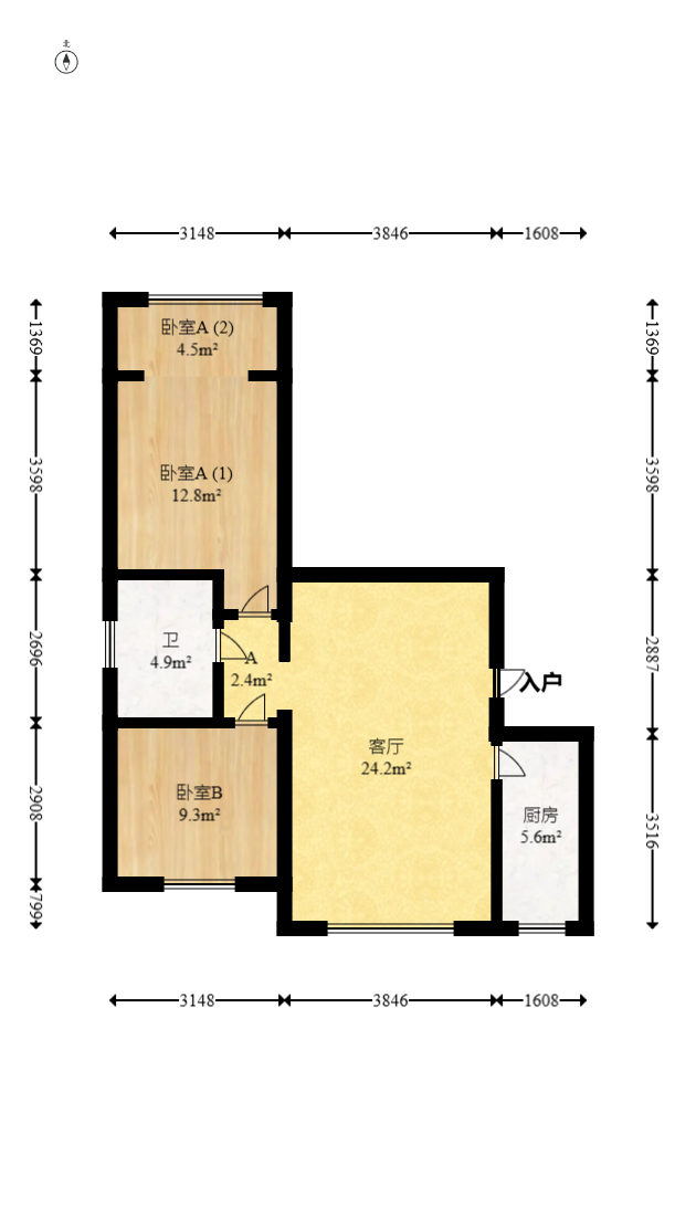 望兴嘉年华(望兴新苑) 2室1厅1卫 63.8万 望兴嘉年华(望兴新苑) 2室1厅1卫 63.8万户型图