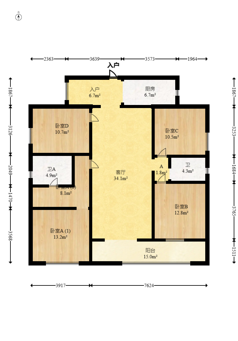 中建梅溪湖中心  4室2厅2卫   218.00万室内图1