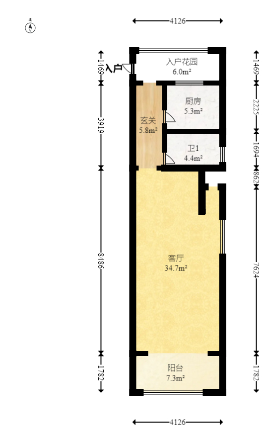 邦盛水岸御园  3室2厅2卫   76.00万室内图1
