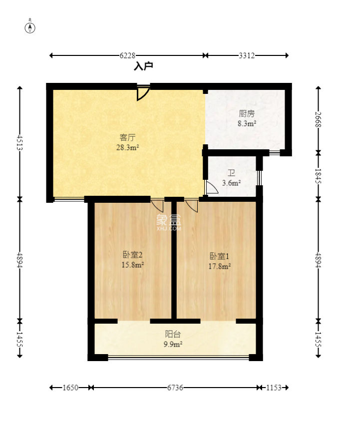 南国新城  2室2厅1卫   83.00万