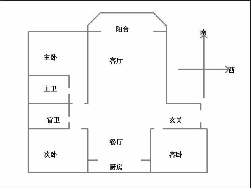 万聚凯旋城  3室2厅2卫   96.00万户型图