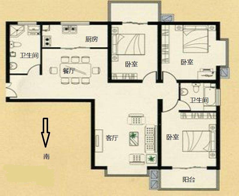 上都名苑  3室2厅2卫   157.00万室内图1