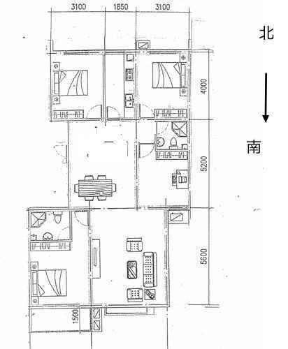 上都名苑  4室2厅2卫   2800.00元/月户型图