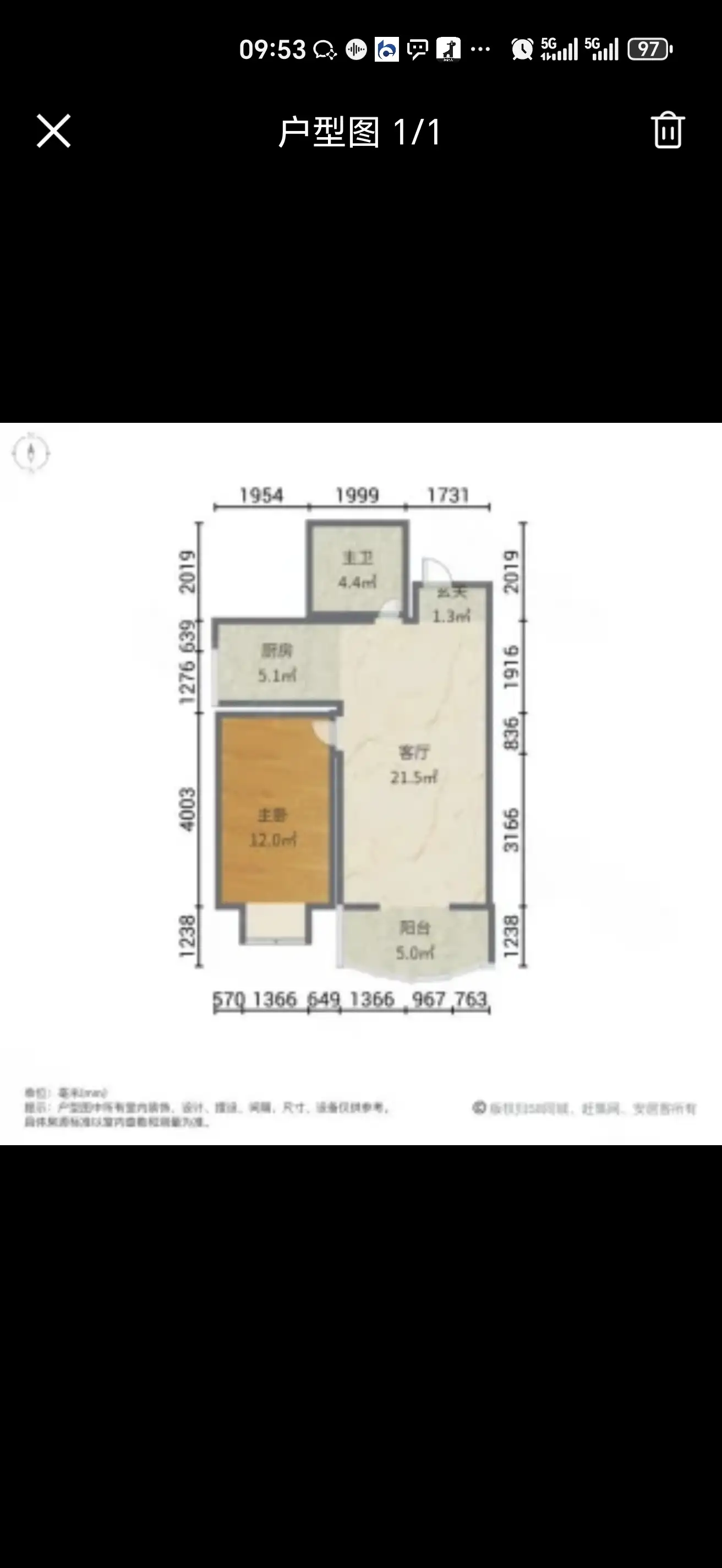 万聚凯旋城  1室1厅1卫   35.00万户型图