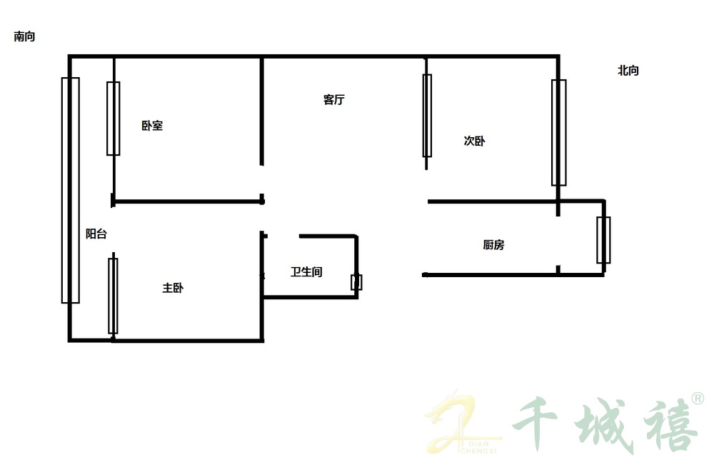 贸易街97号院  3室2厅1卫   83.00万户型图