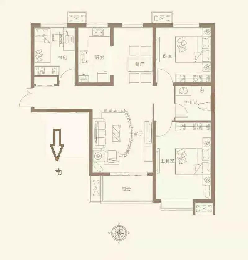 赵都新城金和园  3室2厅1卫   118.00万室内图