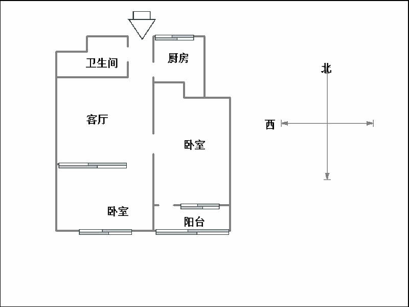 国土局1号院（土地局住宅楼）  2室2厅1卫   68.00万户型图