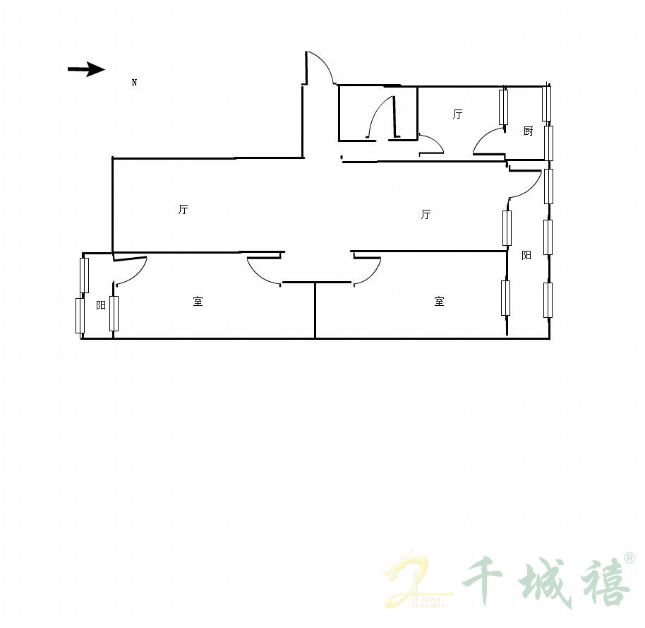 劳动路39号院  2室3厅1卫   80.00万户型图