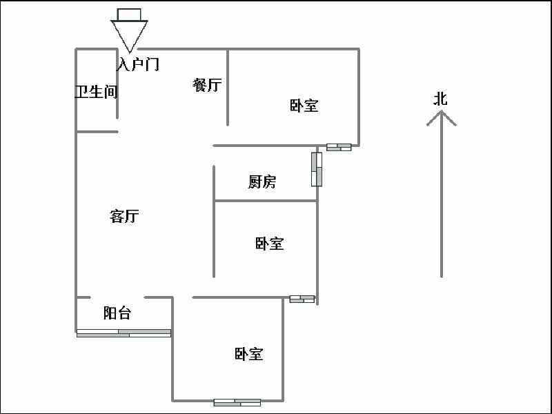 汉成华都东区  3室2厅1卫   115.00万室内图