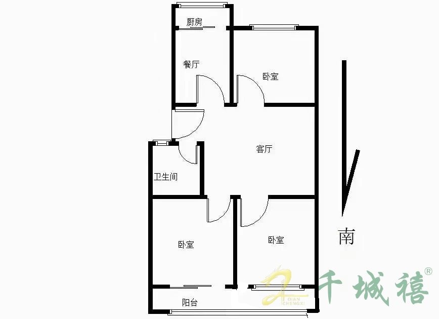 中华南4号院  3室2厅1卫   89.00万户型图