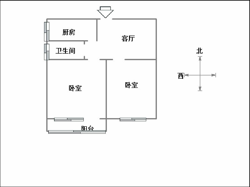 中柳林小区  2室1厅1卫   50.00万户型图