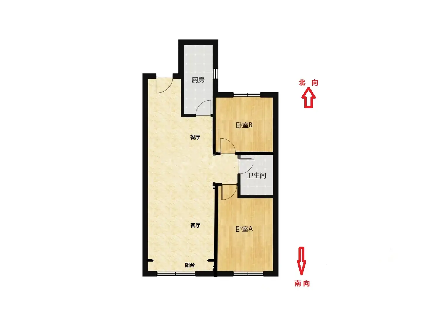 美的悦江府  2室2厅1卫   110.00万室内图1