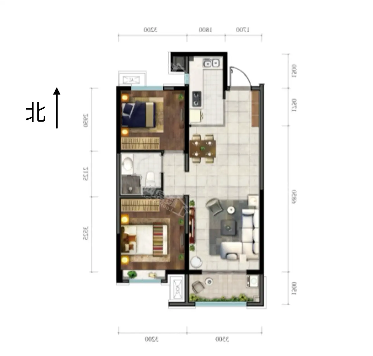 保利云上  2室2厅1卫   88.00万户型图