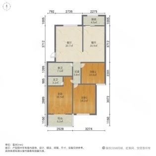 苹果怡园  3室2厅2卫   130.00万室内图